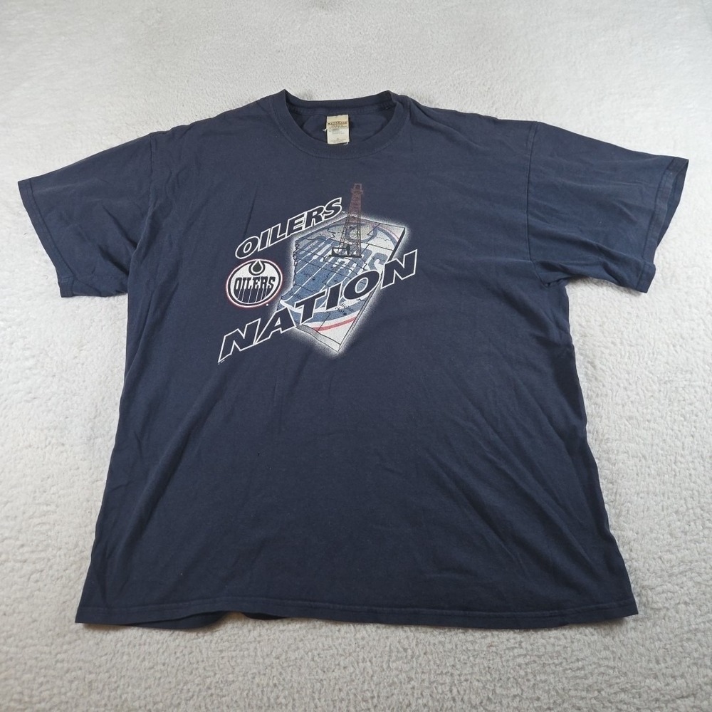 Vintage Edmonton T shirt Blue‎ Size XL Bulletin Heavyweight Prima Cotton NHL